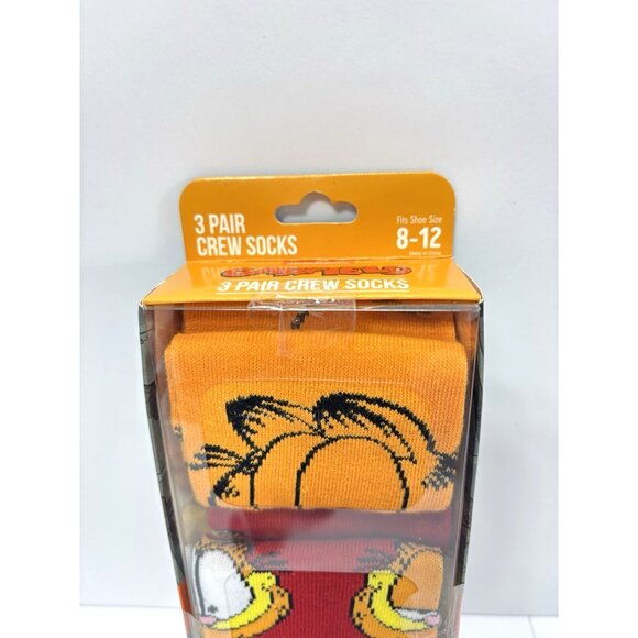 3-Pair Garfield & Odie Crew Socks Bioworld Mens Size 8-12 Funny Cartoon NEW - Picture 4 of 5